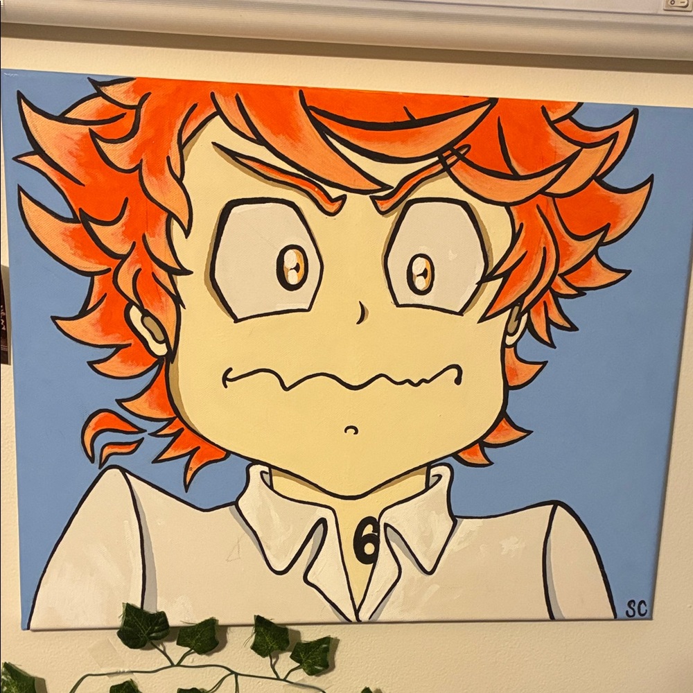 Anime Character Canvas Art with Orange Hair